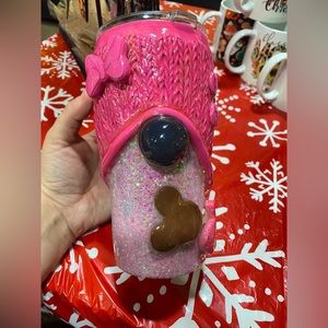 Pink gnome tumbler, stainless steel